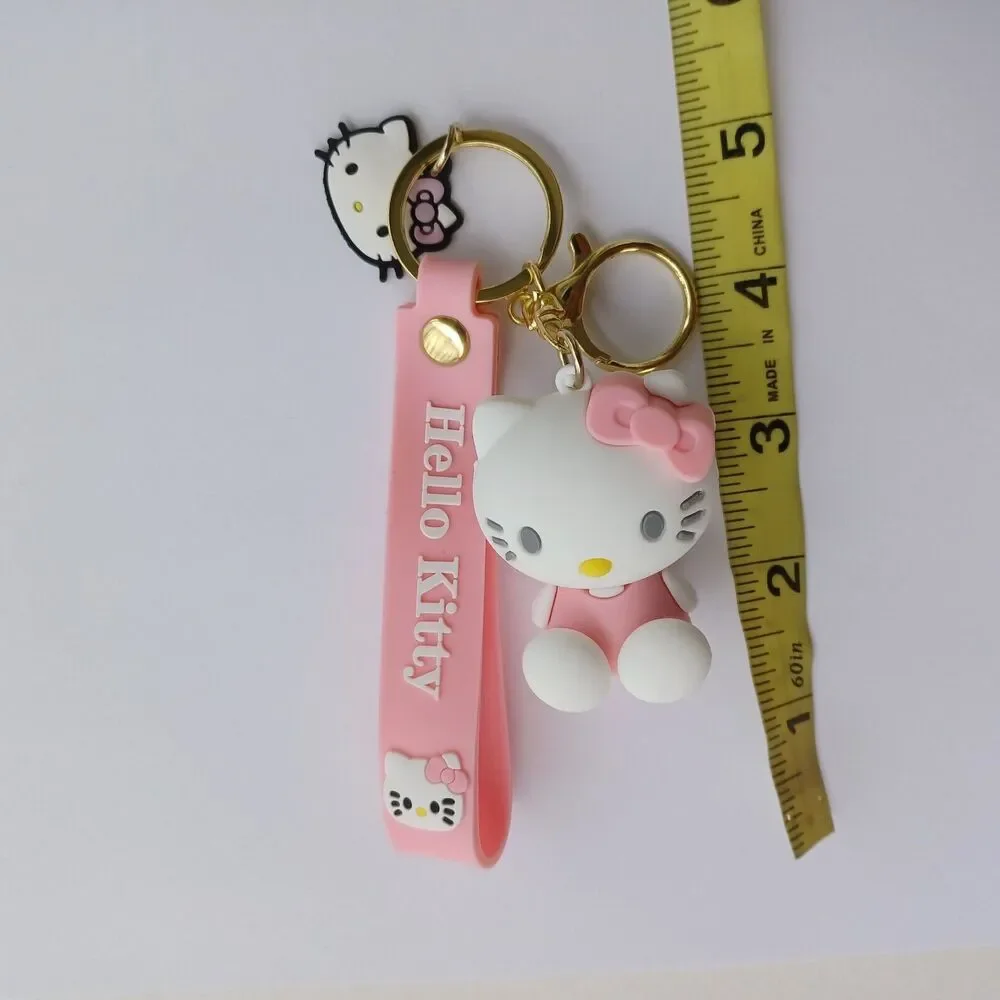 Sanrio HELLO KITTY Pink Molded 3D FIGURE KEYCHAIN Charm Backpack Fob Carry Strap
